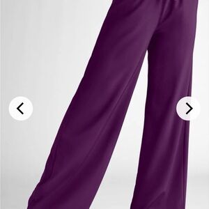 Easy Stretch Wide-Leg Scrub Pants- Eggplant